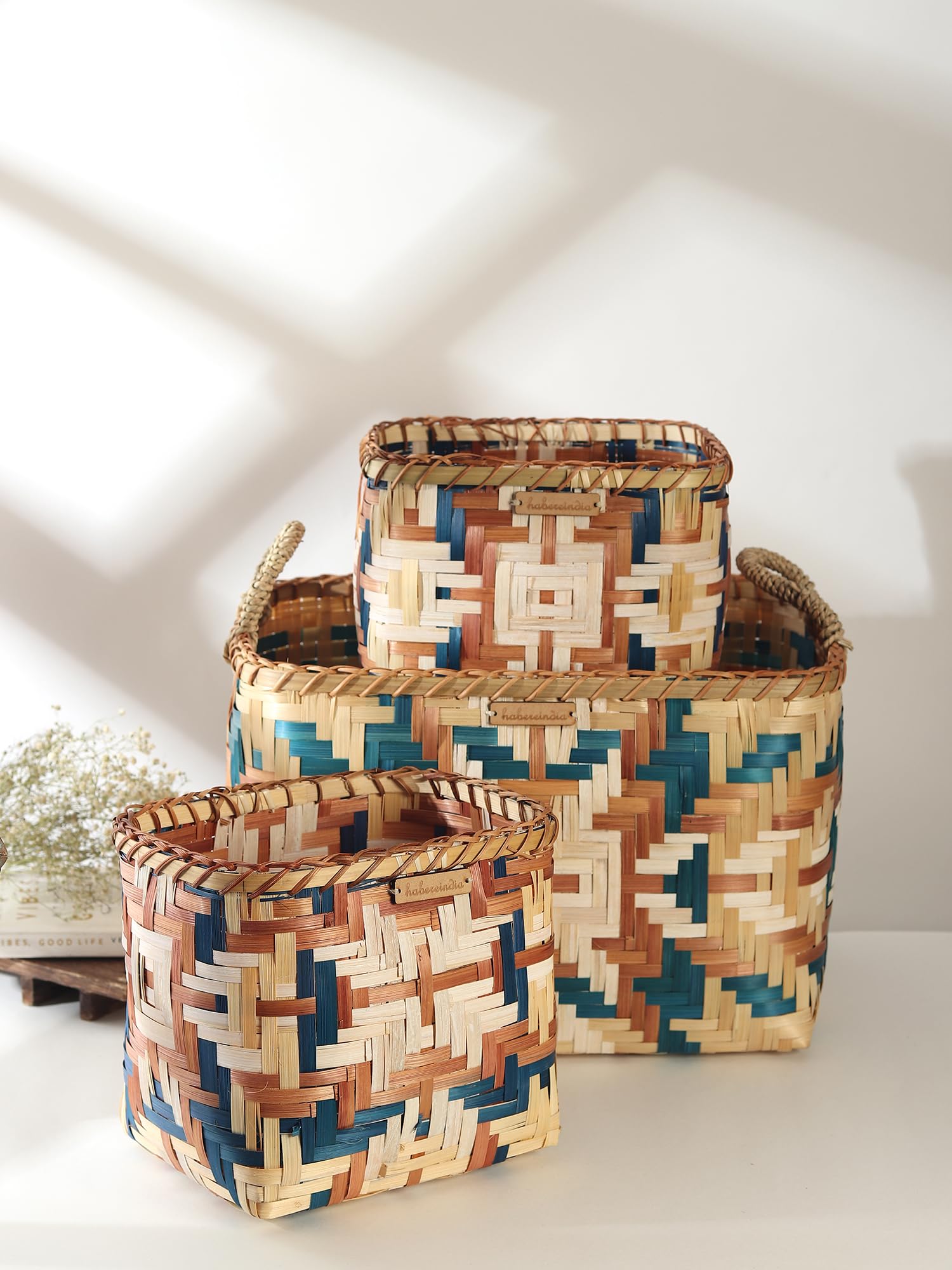 Habere IndiaAll The Cultures Fabricating India Storage Basket | Organisers | Wardrobe Organizer | Baskets For Storage | Bamboo 