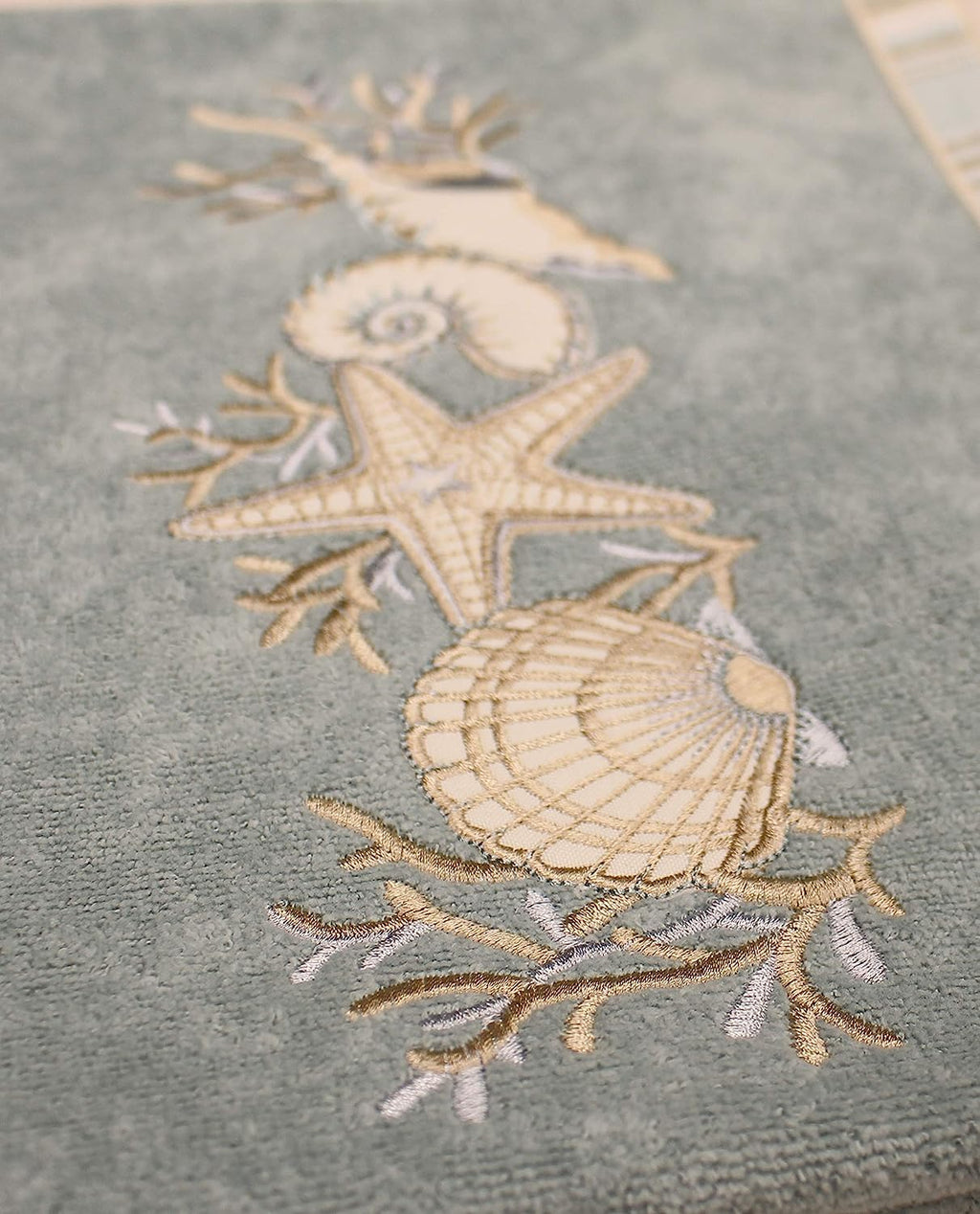 Avanti Linens - Fingertip Towel, Soft & Absorbent, Coastal Bathroom Essentials (Sand Shells Collection, Mineral)