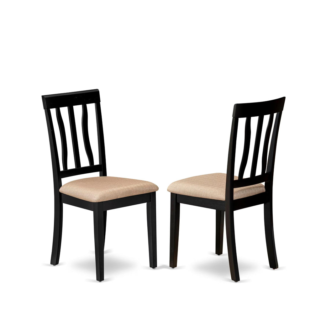 East West Furniture WEAN7-BCH-C 7 Piece Dining Room Furniture Set Consist of a Rectangle Kitchen Table with Butterfly Leaf and 6 Linen Fabric Upholstered Chairs, 42x60 Inch, Black & Cherry