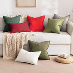 Miulee Pack Of 2 Red Pillow Covers 18X18 Inch Decorative Couch Throw Pillow Covers Linen Cushion Covers Set Modern Farmhouse Home Decor For Sofa Living Room Bed