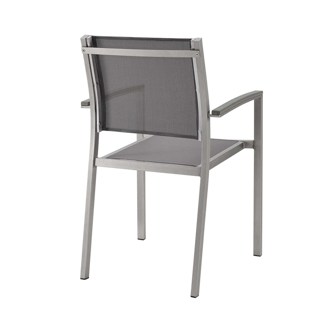 Modway Shore Aluminum Outdoor Patio Dining Arm Chair in Silver Gray