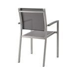 Modway Shore Aluminum Outdoor Patio Dining Arm Chair in Silver Gray