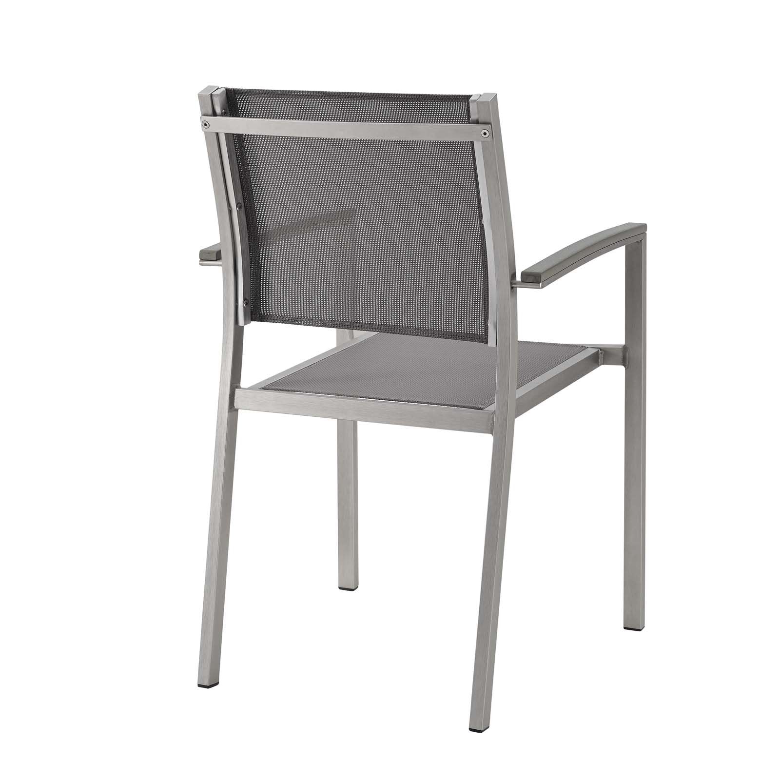 Modway Shore Aluminum Outdoor Patio Dining Arm Chair in Silver Gray