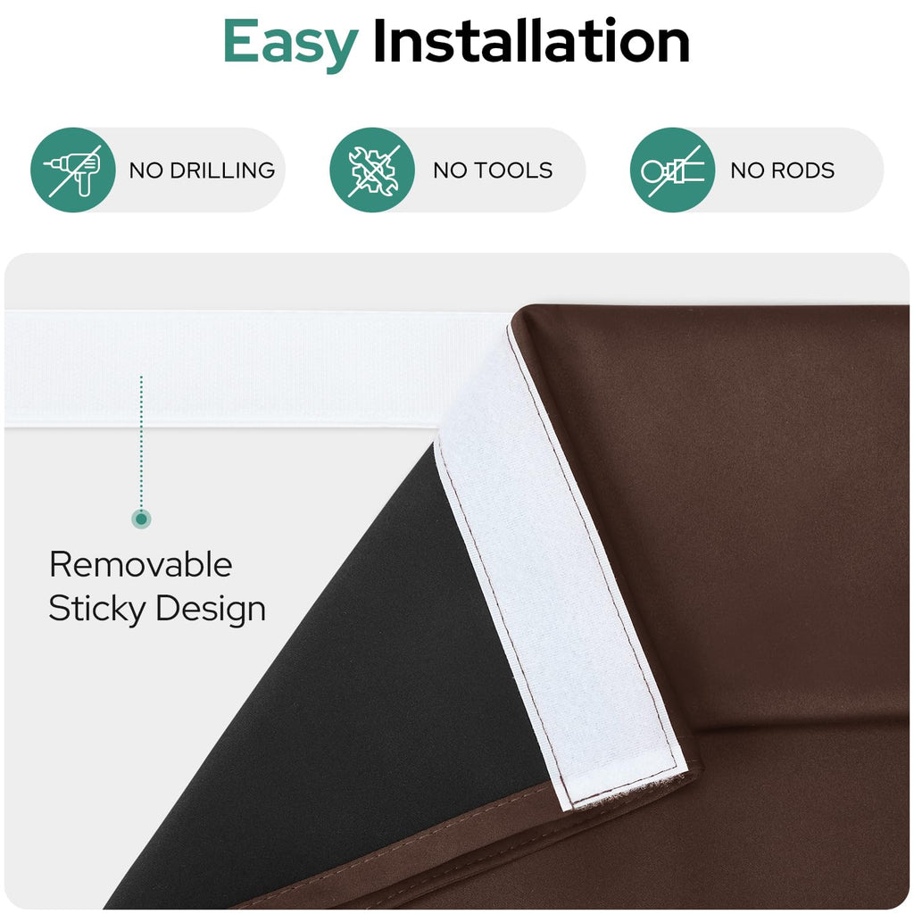 Homeideas 100% Blackout French Door Curtains, Privacy Door Curtains For Door Window, 30 X 68 Inch Room Darkening Curtains, Thermal Insulated Door Window Shades For Bedroom, (1 Panel, Brown)