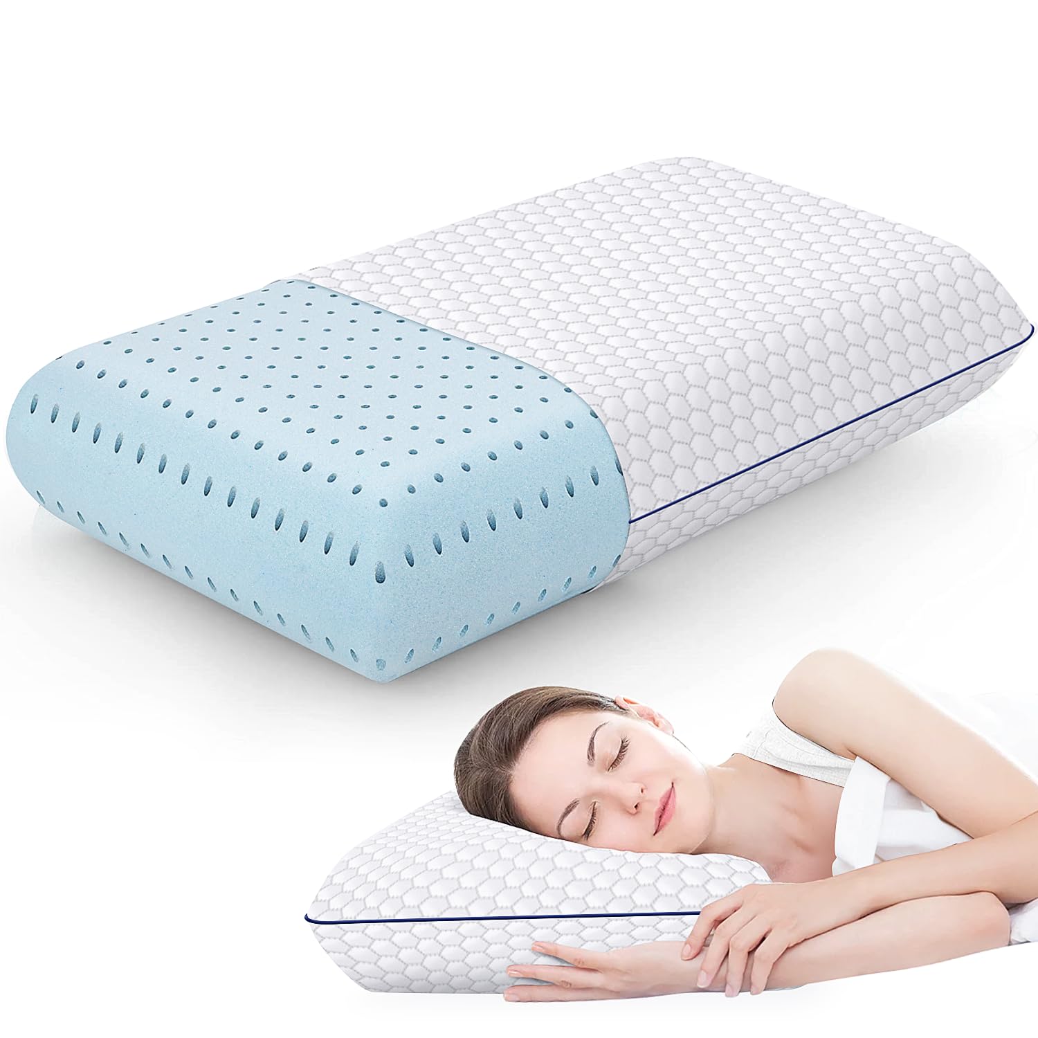 Cushyoasis Memory Foam Pillows For Side, Back And Stomach Sleepers, Bed Pillow With Washable Cover And Breathable Mesh, Bed Pill