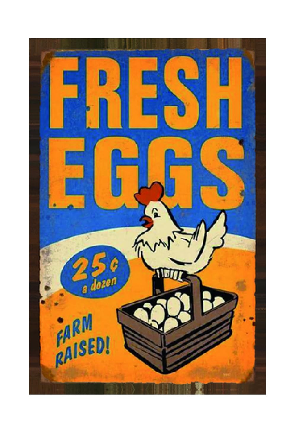 Funny Chicken Sign, Metal Chicken Coop Tin Signs, Fresh Eggs Farm Raised, Yard Sign Garage Farm Garden Wall Decor Sign Plaque Ou