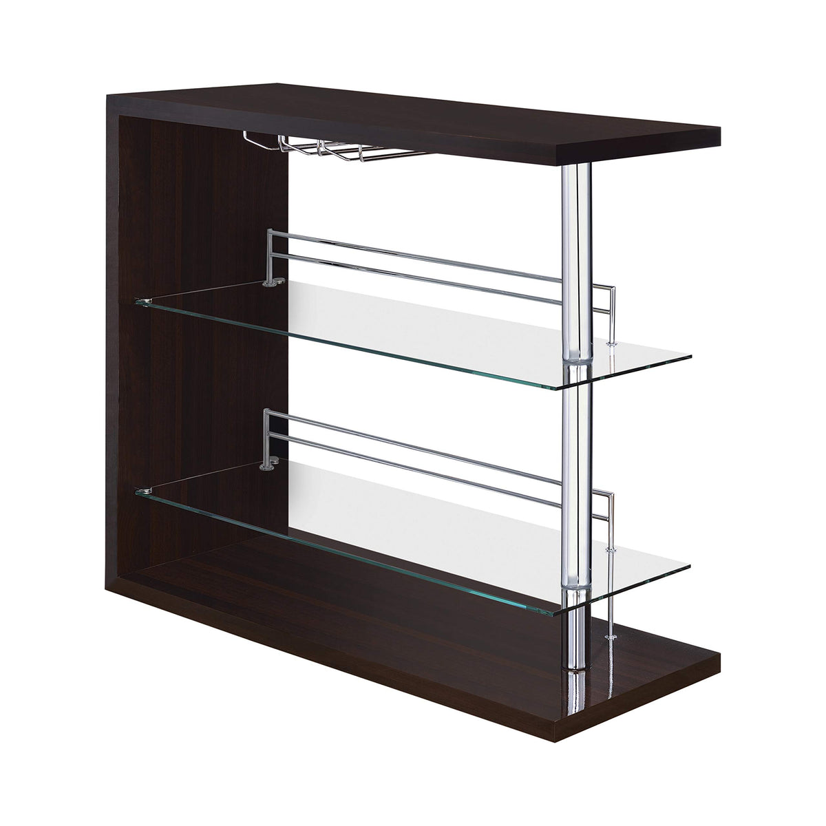 Prescott Rectangular 2-shelf Bar Unit, Glossy Cappuccino