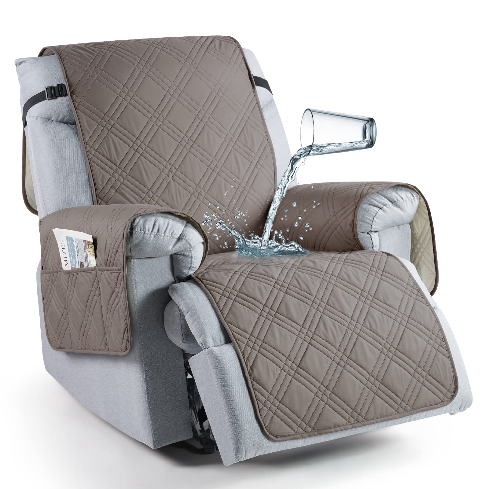 Taococo 100% Waterproof Recliner Chair Cover, Oversized Recliner Covers For Large Recliner Chair With Double Straps, Non Slip Re