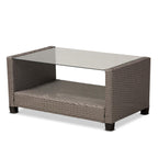 Baxton Studio Darian Modern and Contemporary Grey Fabric Upholstered and Grey Synthetic Rattan 4-Piece Patio Set