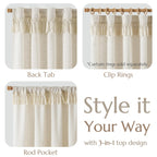 Jinchan Linen Blend Curtains With Tassels, Curtains For Living Room 90 Inches Long, Boho Curtains, Rod Pocket Back Tab Flax Farmhouse Curtains For Bedroom Light Filtering Window Curtain Set 2 Panels