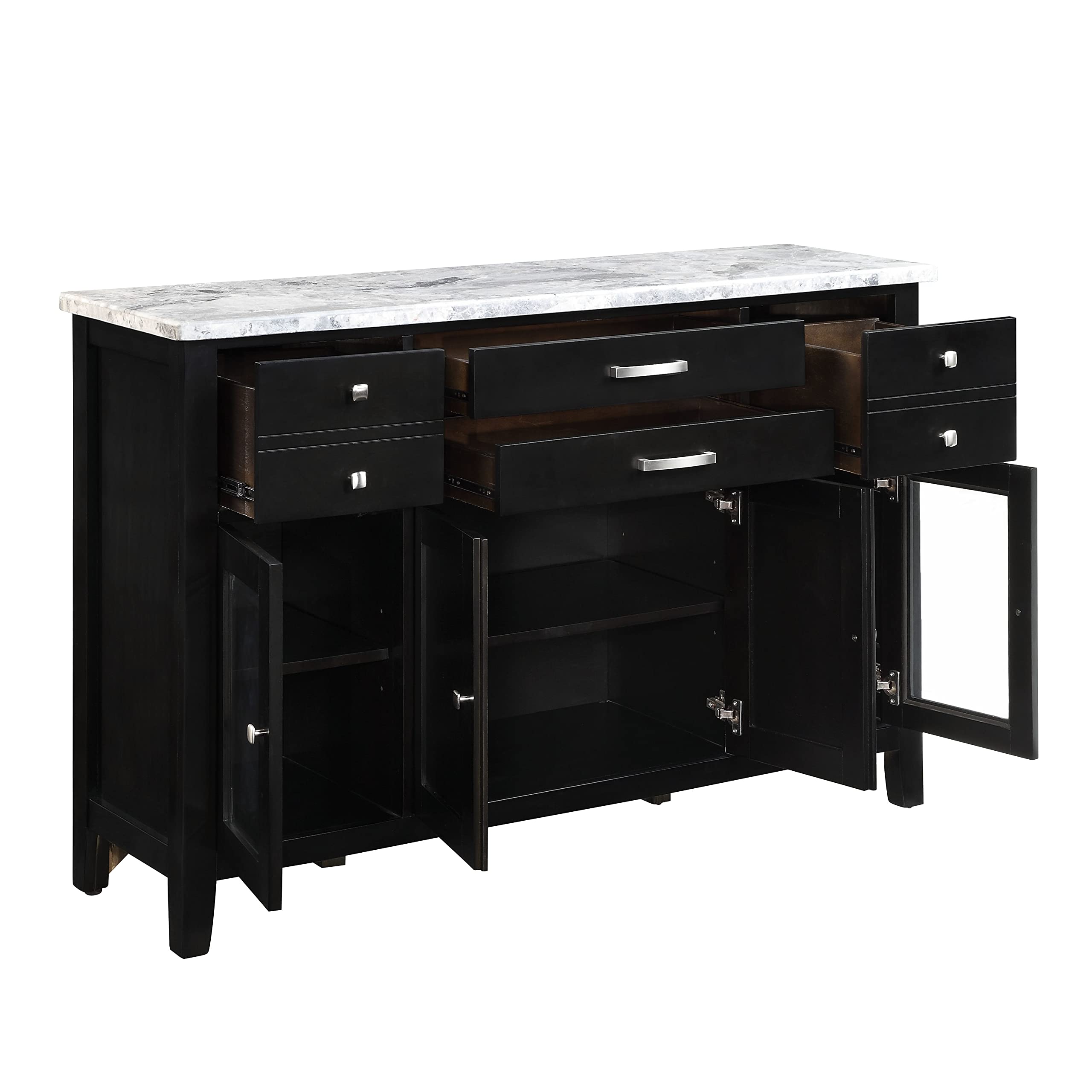 Acme Hussein Server in Marble & Black Finish