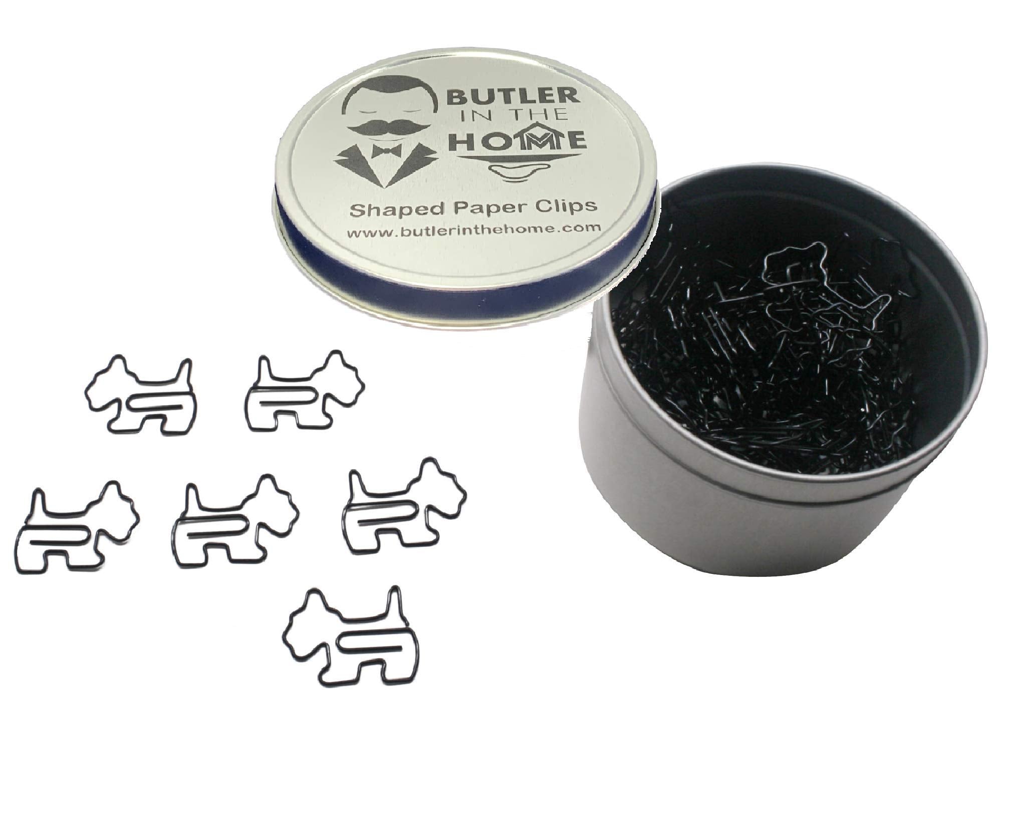 Butler In The Home 100 Count Scottish Terrier/Schnauzer Shaped Paper Clips Great For Paper Clip Collectors Or Office Gift - Come