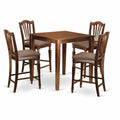 East West Furniture VNCH5-MAH-C 5 Piece Kitchen Counter Height Dining Table Set Includes a Square Dining Room Table and 4 Linen Fabric Upholstered Chairs, 36x36 Inch, Mahogany