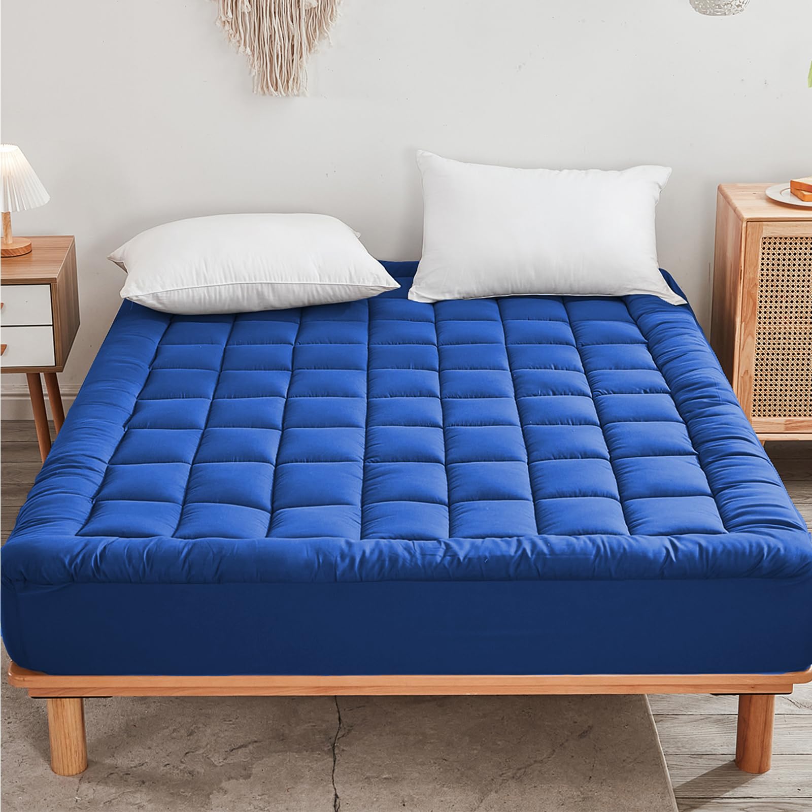 Mattress Pad - Soft And Breathable Mattress Protector Cover - Pillow Topper With Stretches To 18    Deep Pocket Fits Up To 8   -