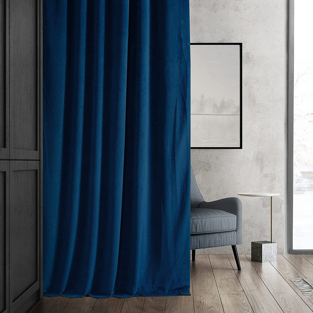 Hpd Half Price Drapes Signature Velvet Thermal Blackout Curtains For Living Room 108 Inch Long (1 Panel) Rod Pocket Insulated Blackout Curtains For Bedroom Window Curtains, 50W X 108L, Union Blue