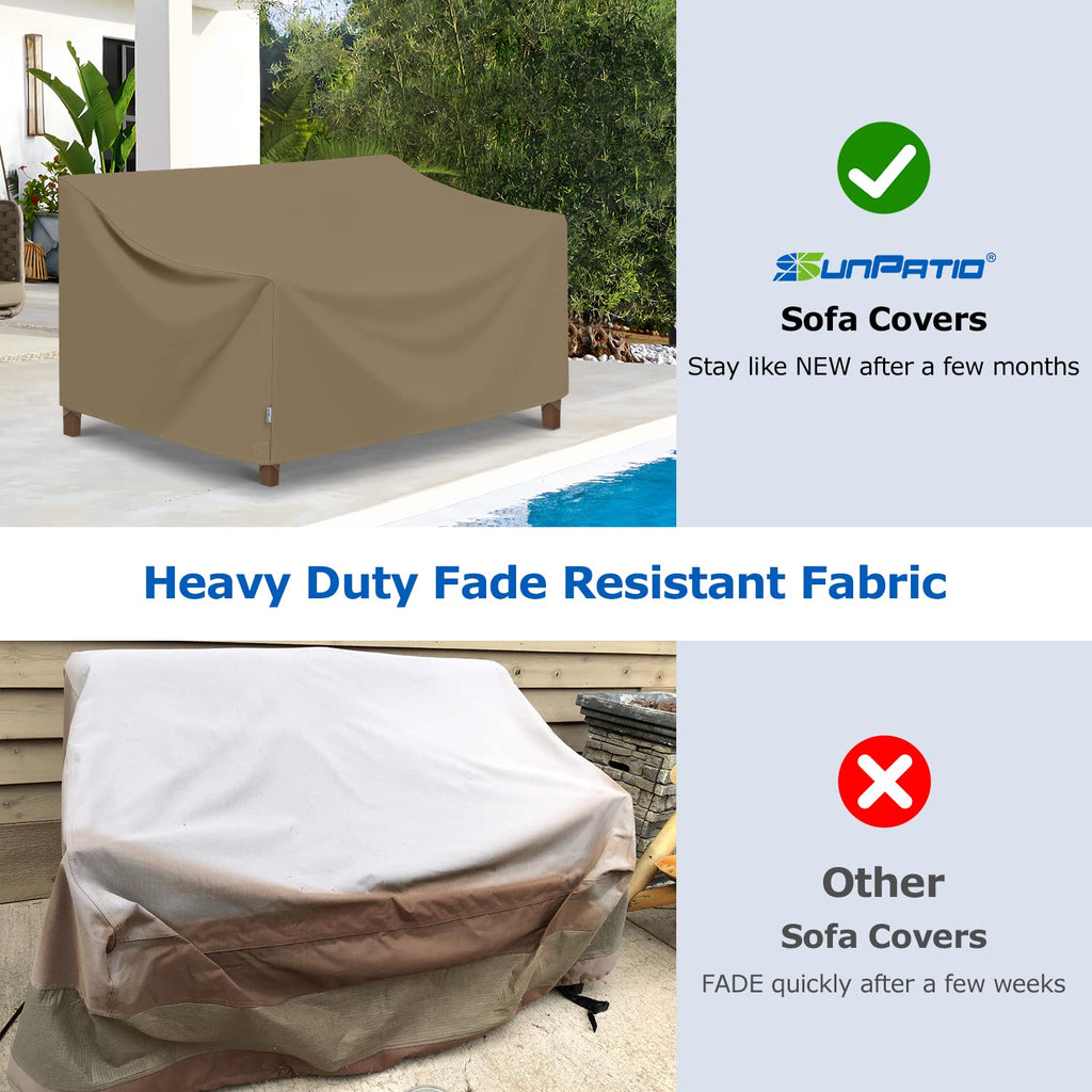 Sunpatio Outdoor Sofa Cover 60 Inch, Heavy Duty Waterproof Patio Loveseat Cover 2-Seater, All Weather Protection Outdoor Couch Cover For Patio Furniture, 60' L X 36' W X 30' H, Taupe