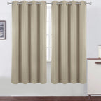 Lemomo 100% Blackout Curtains 52 X 72 Inch/Beige Curtains 2 Panels With Black Lining Room Darkening Thermal Insulated Bedroom Cu