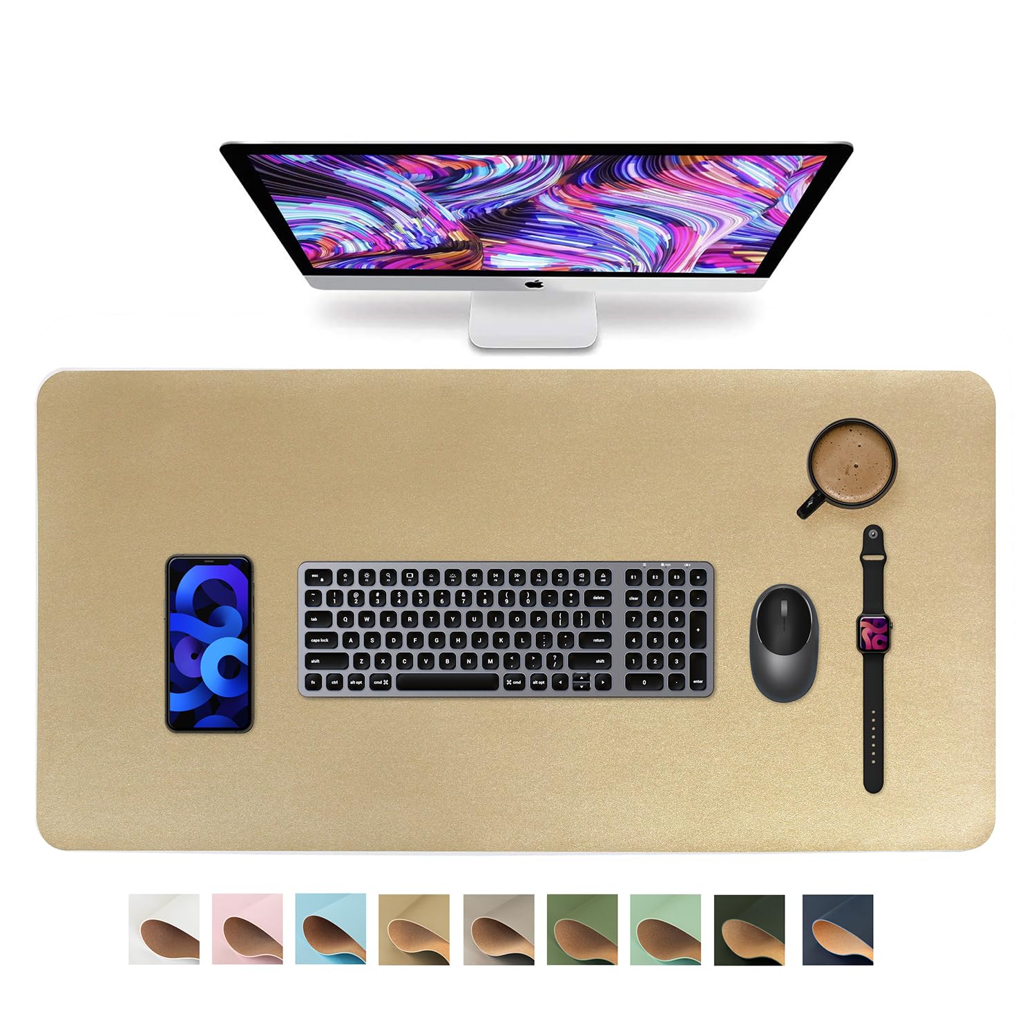 Hofferruffer Desk Pad, Office Desk Protector Mat, Waterproof Desk Mat For Desktop, Dual Side Use Faux Leather Desk Pad For Keybo