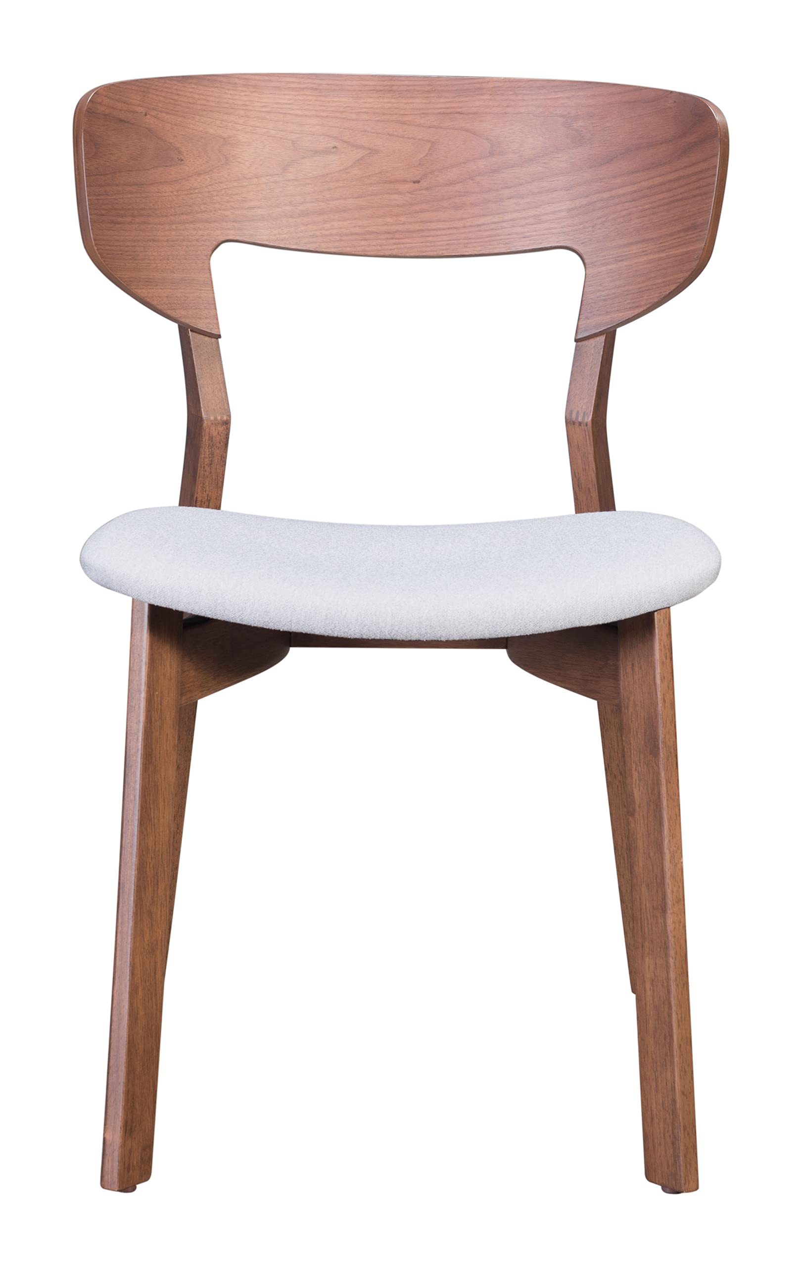 Zuo Modern Russell Dining Chair Set Rubber Wood, Foam, Fabric Walnut, Light Gray Indoor Weight Capacity 220 lbs Dimensions: 20.1" W x 22" D x 30.5" H Pack of 2