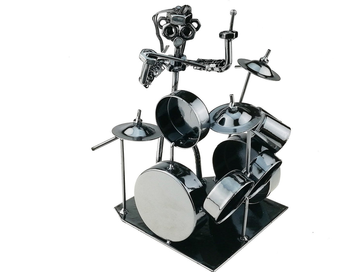 Winterworm Modern Musician Drummer Band Metal Statues Ornament for Home Office Decoration Birthday Gift Collection(44-991)