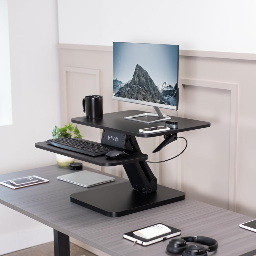 VIVO Black Height Adjustable Standing Desk Converter, DESK-V001G, Alloy Steel, 25 inch