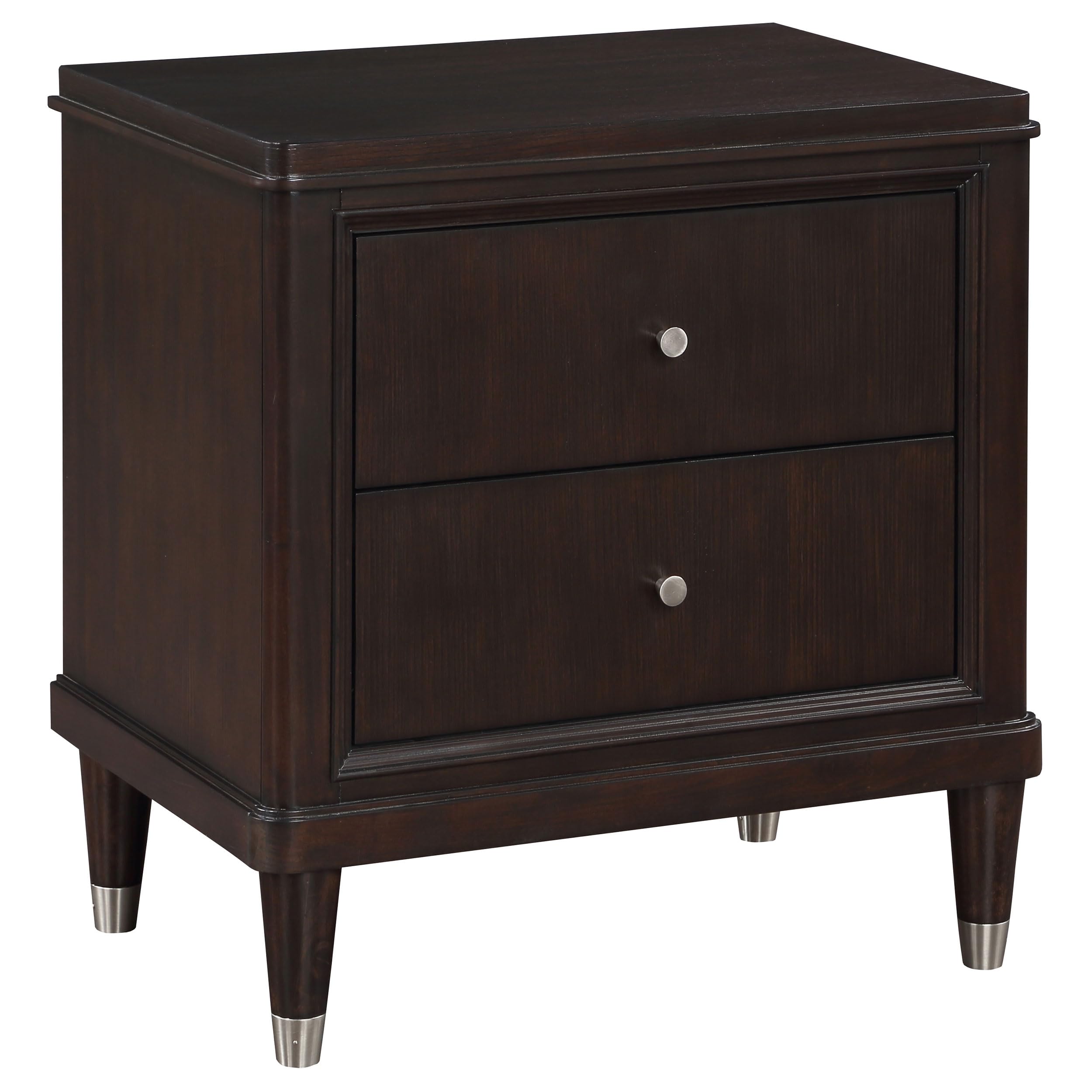 Coaster Home Furnishings Emberlyn Mid-Century Modern Wood 2-Drawer Bedroom Nightstand Bedside Table Organizer Unit Brown 223062