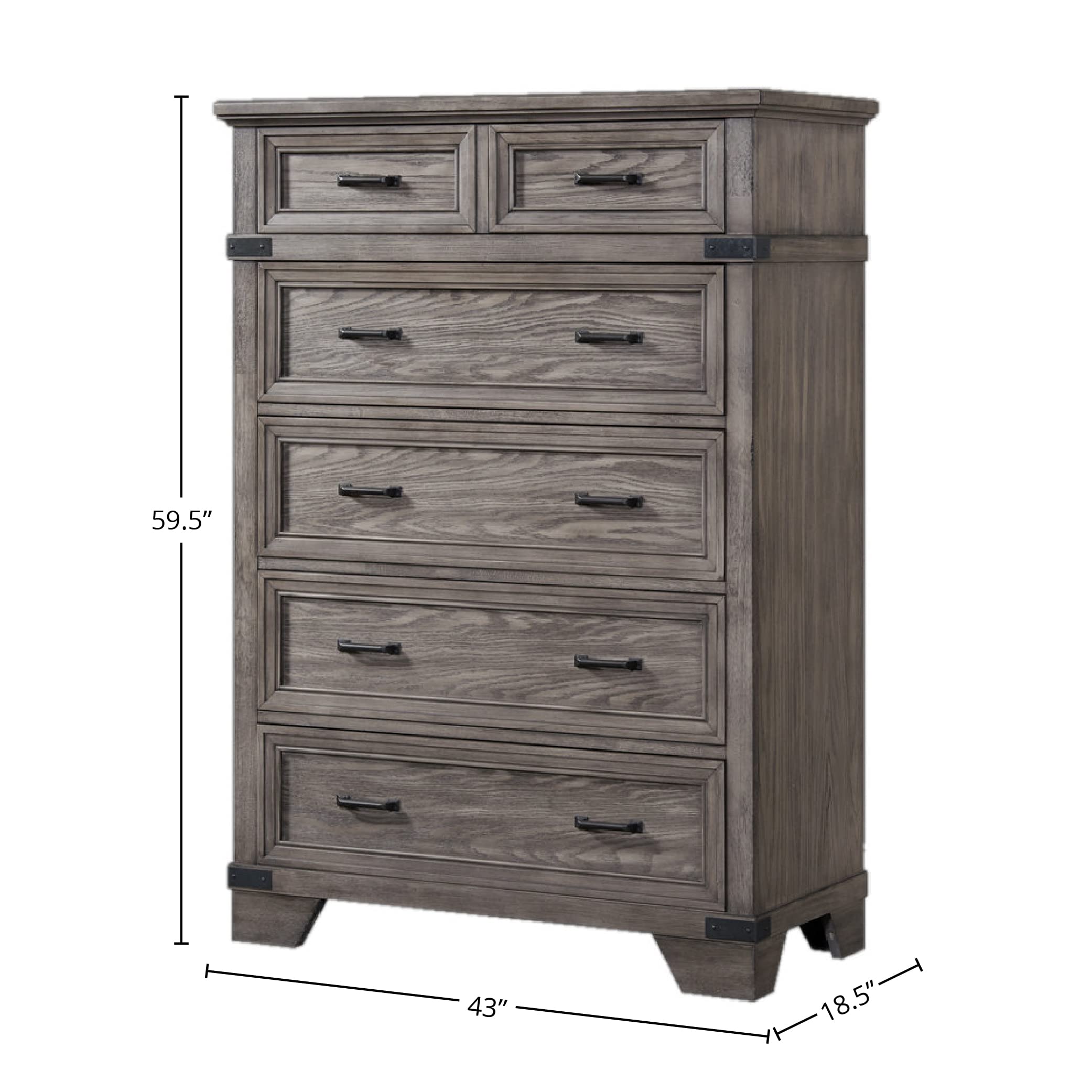 Intercon Forge Chest with 6 Drawers, Brushed Steel Dresser