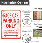 Race Car Parking Only Metal Tin Sign Metal Signs Wall Decor Tin Sign 8X12 Inches