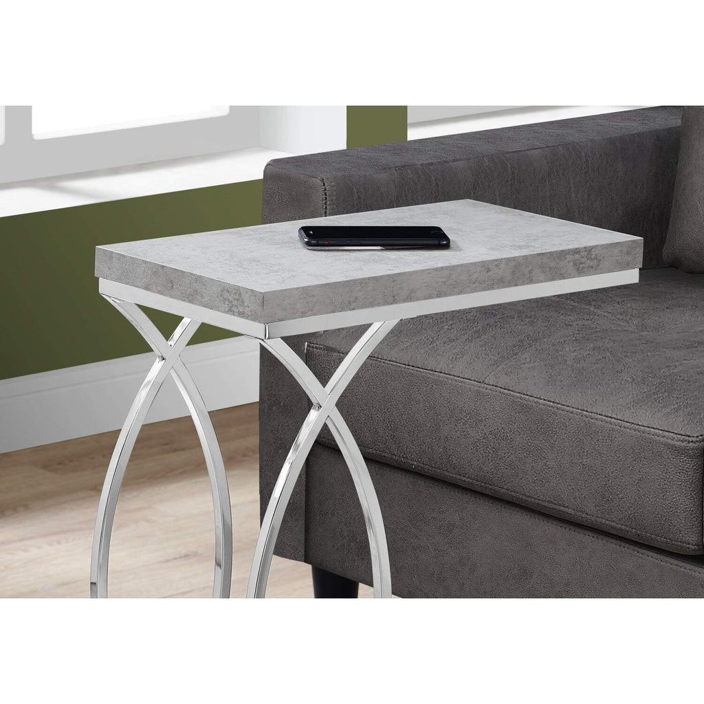 Monarch Specialties Accent Table C-Shaped End Side Snack Living Room Bedroom Metal Grey