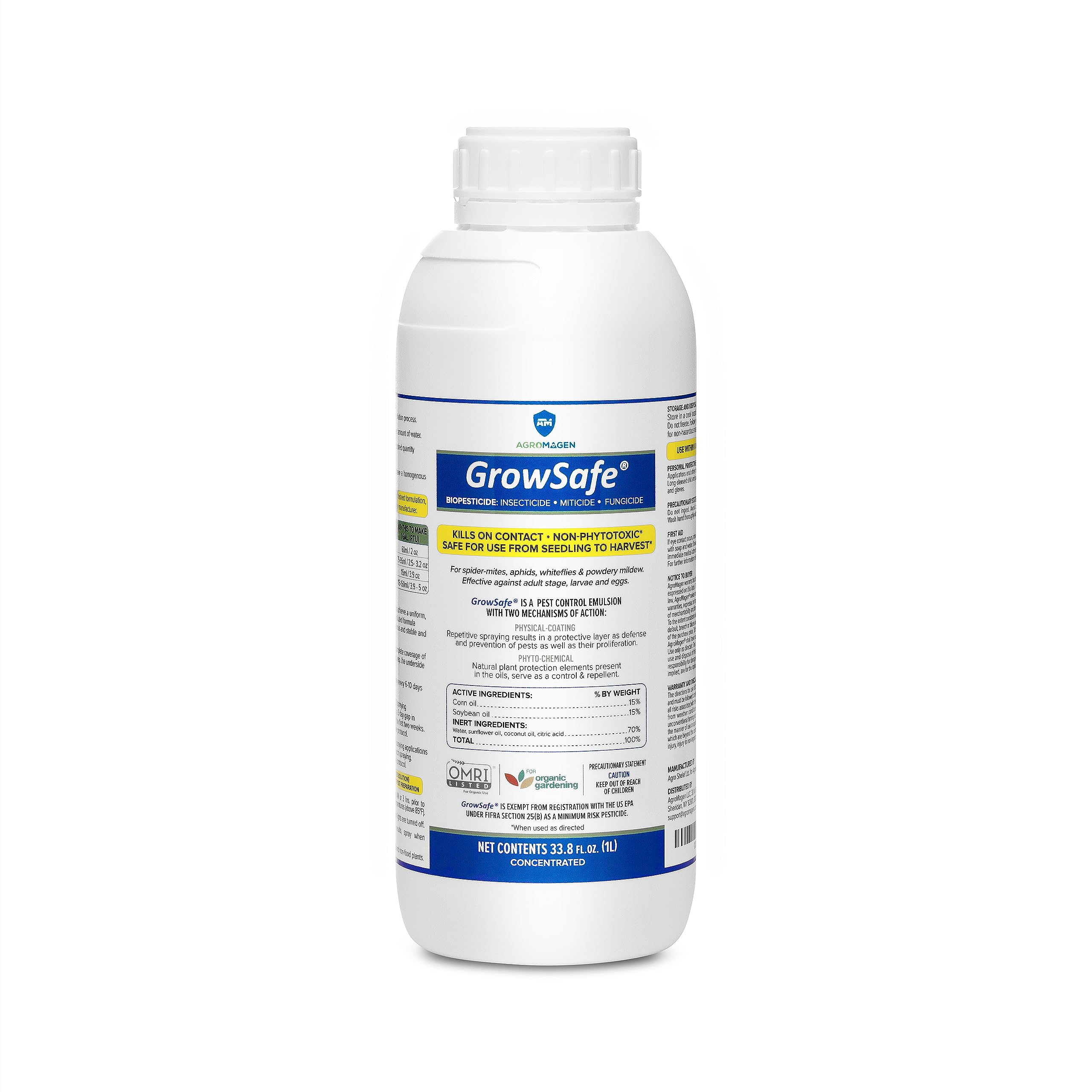 Agromagen, Growsafe Bio-Pesticide, Organic And Natural Miticide, Fungicide And Insecticide (33.8 Fl.Oz)