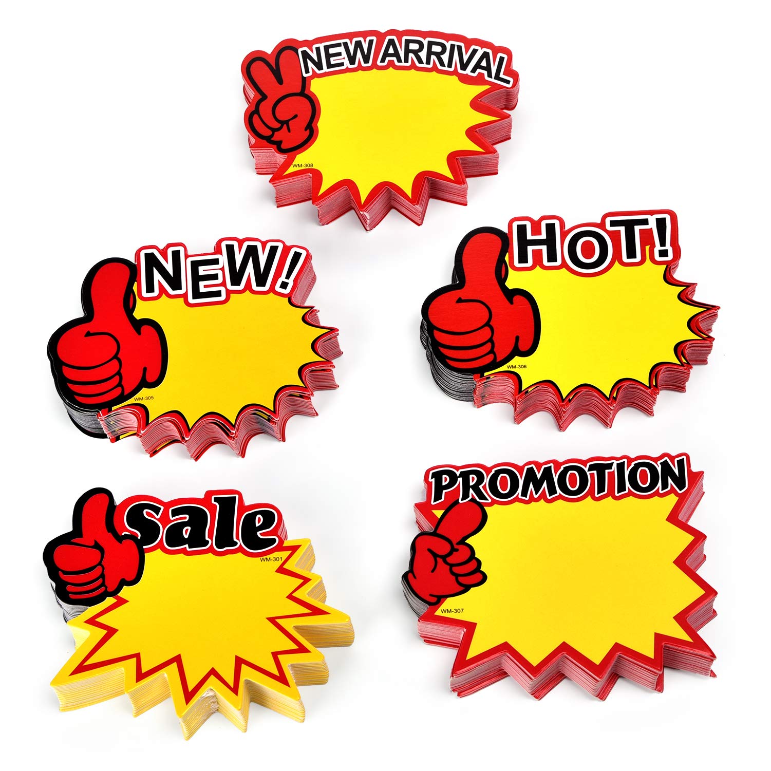 250Pieces English Label Tags Burst Signs Star For Retail, Mini Size 5 Blank Star Shape Display Tags To Boost Sales, Garage Sale