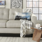 HomeRoots Grey Cotton Blue Abstract Lumbar Pillow
