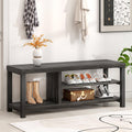 FOLUBAN Entryway Bench, Rustic Wood Shoe Storage Bench for Hallway Front Door Entrance, Industrial Indoor Bench for Bedroom Livi