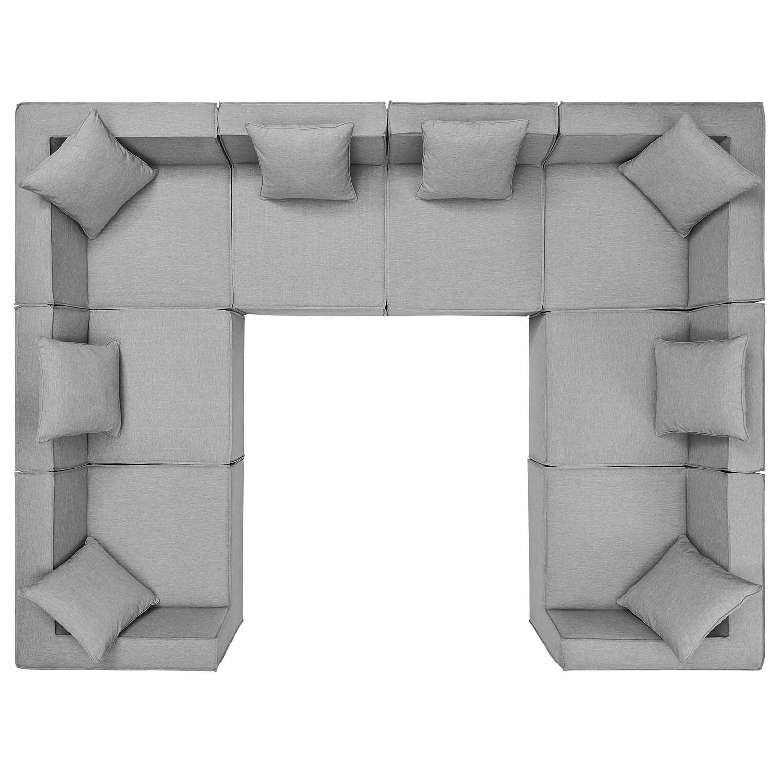 Modway Eei-4388-Gry Saybrook Patio Upholstered Sectional Sofa In Gray, 8-Piece Set