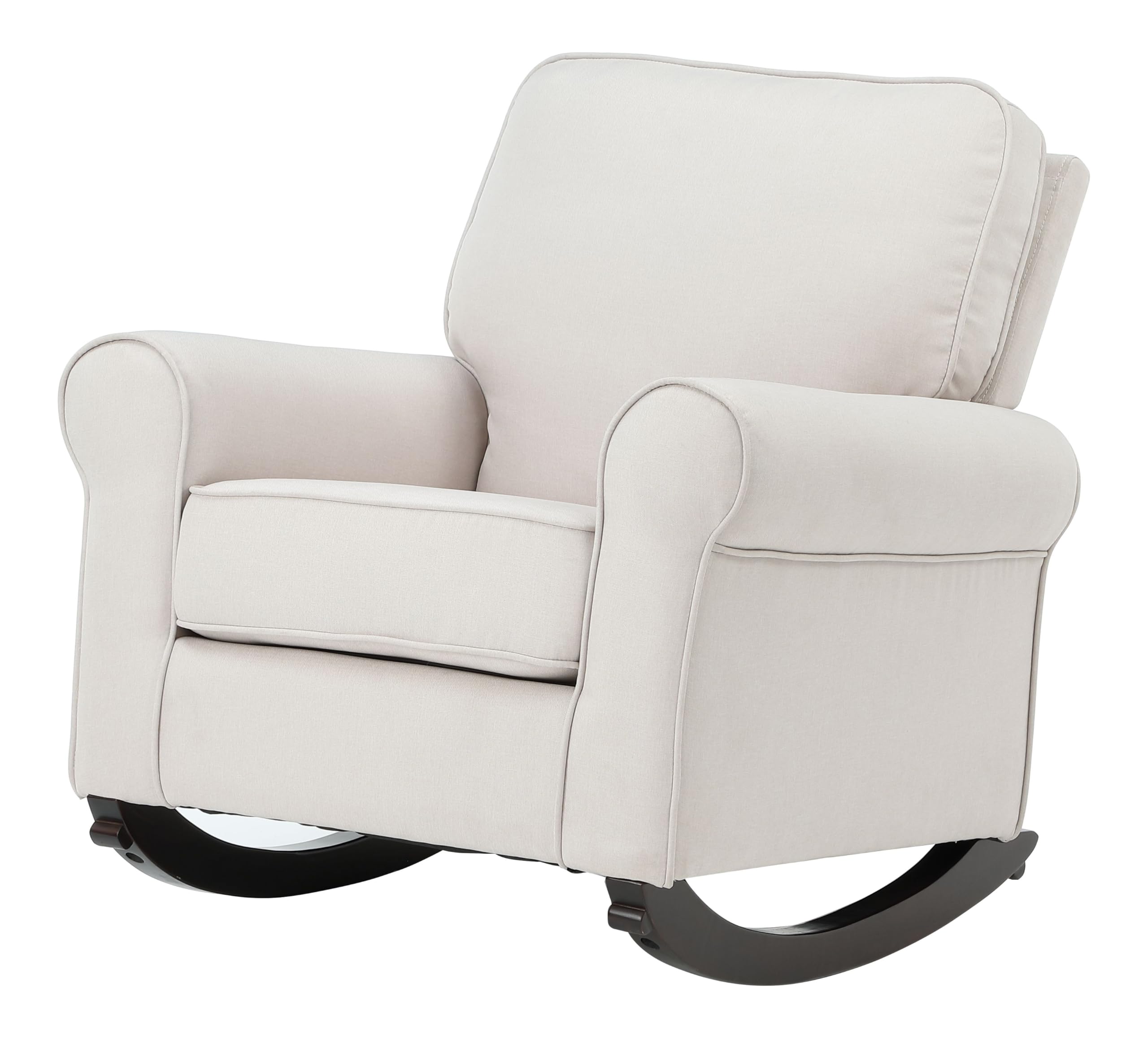Acme Elvin Fabric Upholstered and Wooden Frame Rocking Chair in Beige