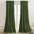 Stangh Luxury Velvet Blackout Window Drapes Moss Green Curtains For Holiday Christmas Decoration, Soft Thermal Insulated Drapes