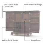 Crosley Furniture Cambridge Expandable Bar Cabinet with Storage Shelves, Drawer, and Wine Rack, Vintage Mahogany