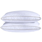 Puredown Natural Goose Down Feather Pillows For Sleeping Oval Gusseted Down Feather Pillow 100% Cotton Pillow Cover With Leaf Qu