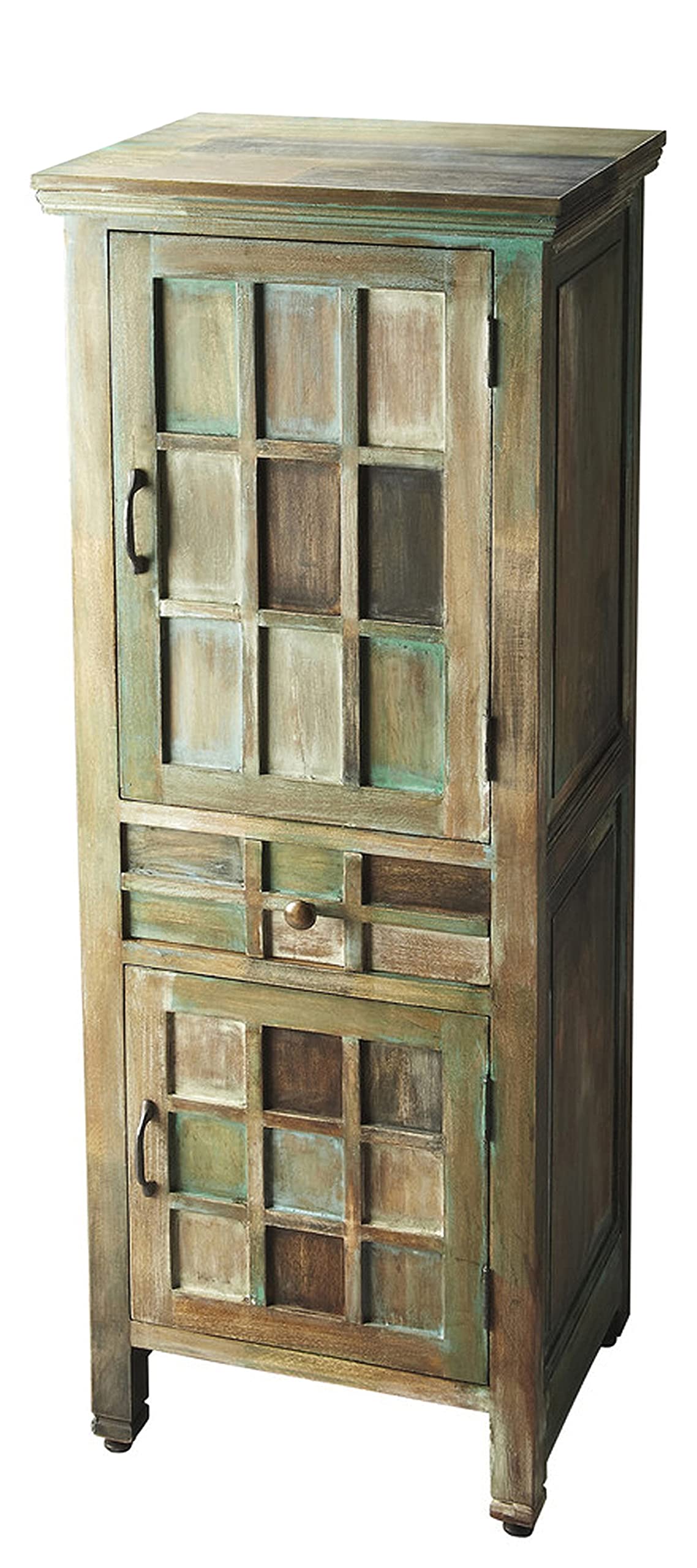 HomeRoots Assorted Acacia Wood Solids, MDF Jodha Painted Accent Cabinet