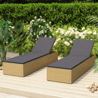 vidaXL Outdoor Sunlounger - Brown and Dark Gray Poly Rattan Sunbed - Robust and Weather-Resistant, Perfect for Patio, Poolside or Garden - Includes Removable and Washable Cushion