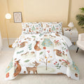 Qoomo Wild Animal Comforter Full Size,Rabbit Deer Comforter Set For Kids Teens Girls Boys,3Pcs Bedding Set Printed Comforter Wit