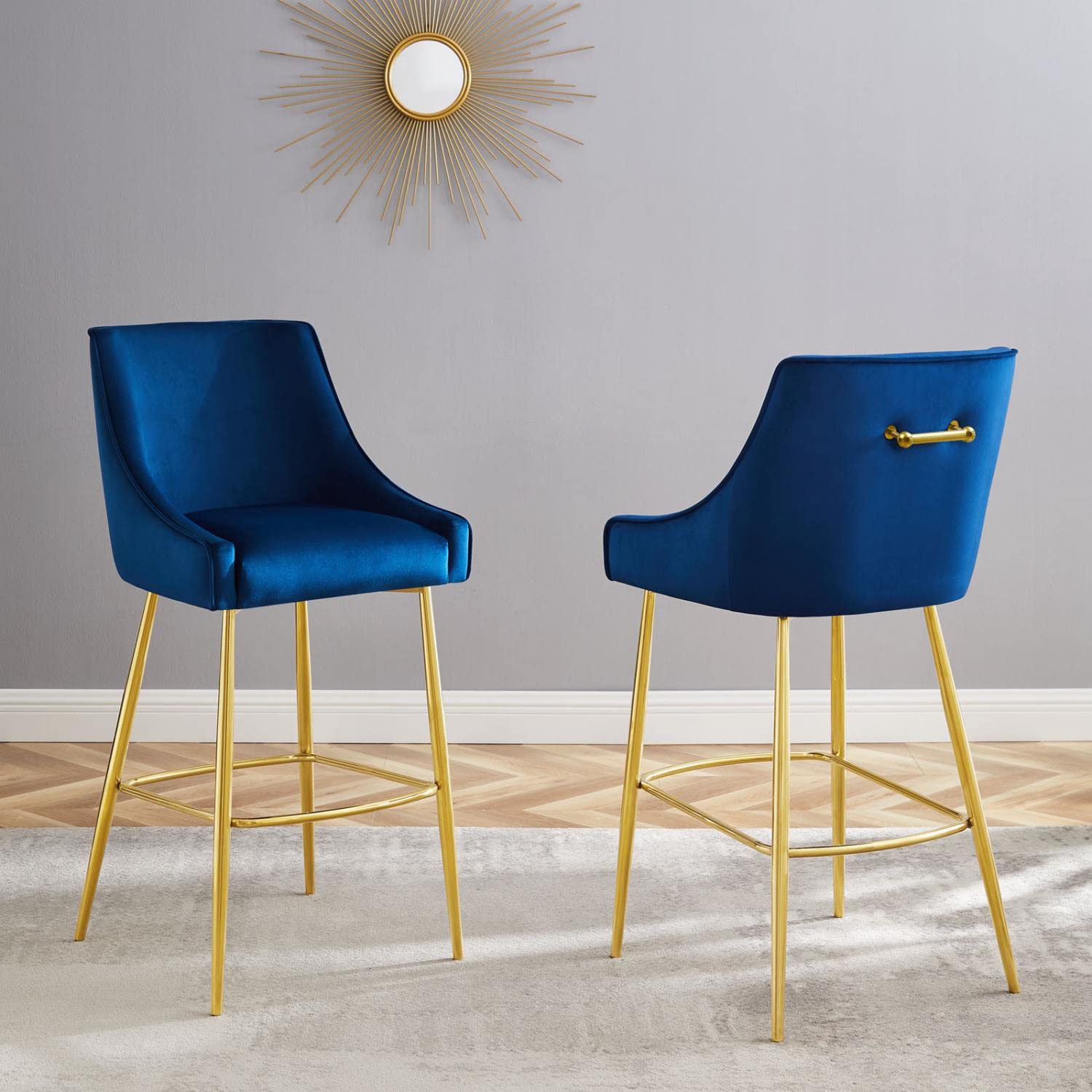 Modway Discern 2 Bar Stools, Pack of 2, Navy