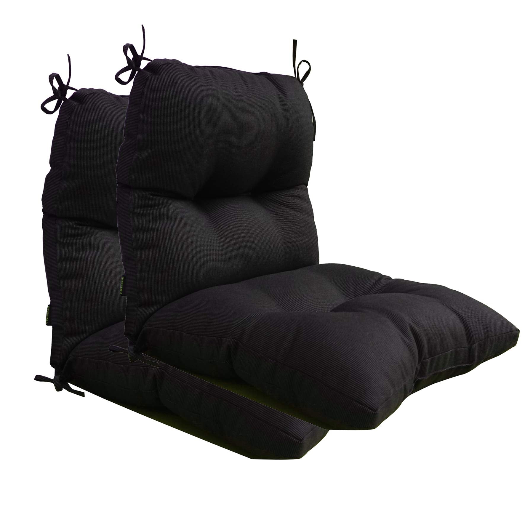 Bossima Outdoor Indoor High Back Chair Tufted Thick Cushions Comfort Replacement Patio Seating Cushions Set Of 2 Deep Green