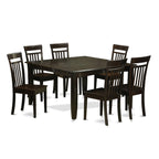 East West Furniture PFCA7-CAP-W 7 Piece Modern Dining Table Set Consist of a Square Wooden Table with Butterfly Leaf and 6 Dining Room Chairs, 54x54 Inch, Cappuccino