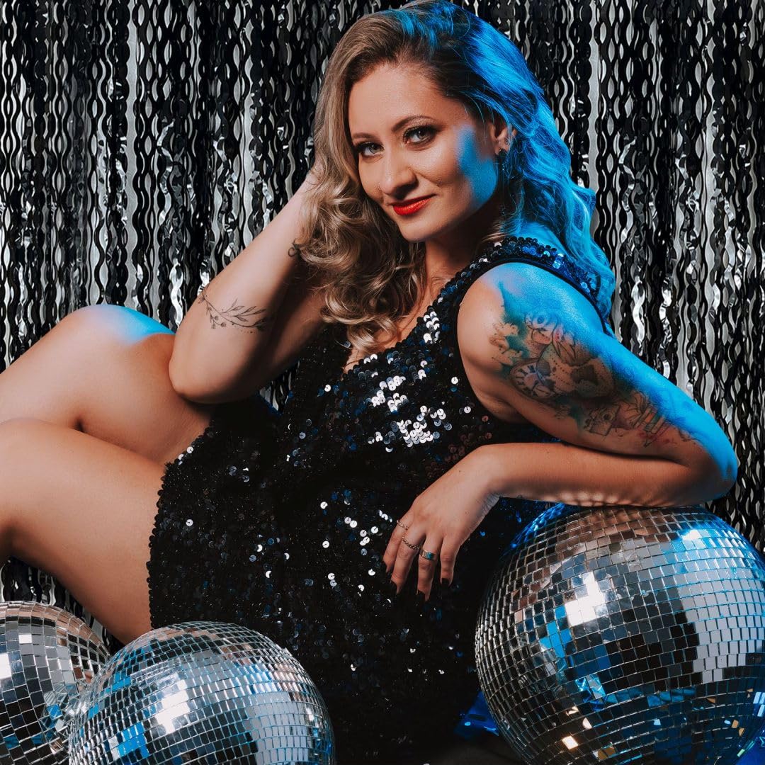 Backdrop For Party Decorations, Wave Foil Fringe Curtain Tinsel Photo Backdrop Black Tinsel Curtain Party Backdrop Streamers For