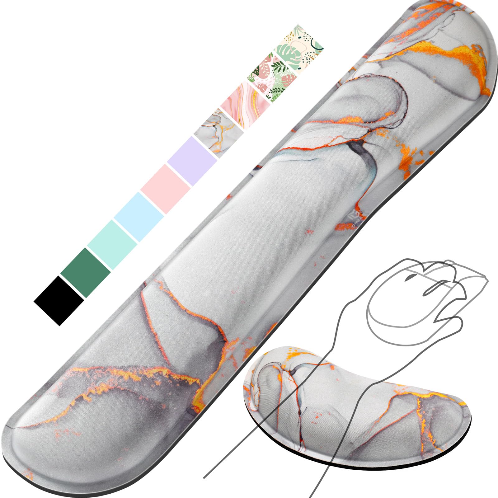 Gimars Upgrade Enlarge Gel Memory Foam Set Keyboard Wrist Rest Pad, Mouse Wrist Cushion Support For Office,Could Golden Computer