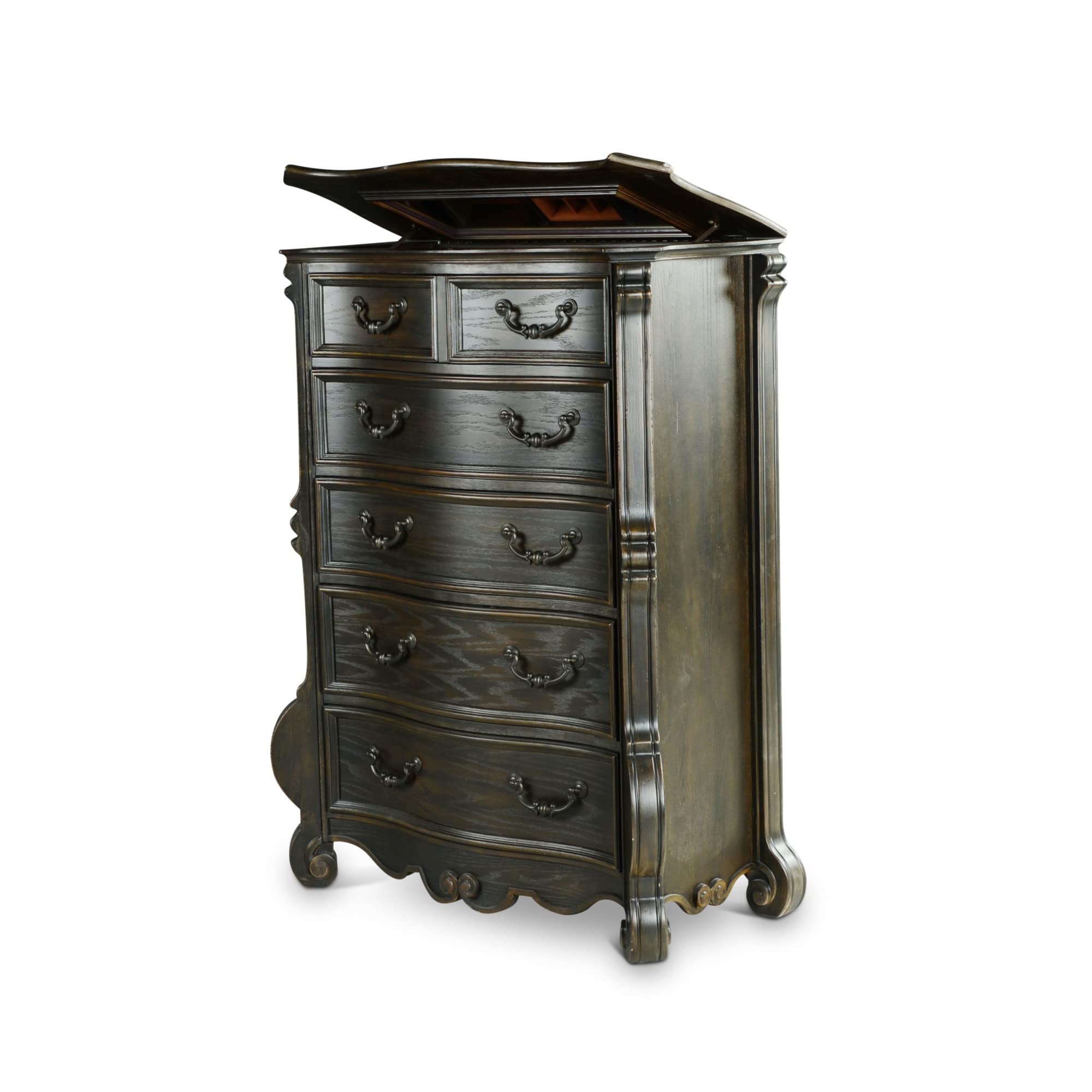 Steve Silver Rhapsody Opulent Molasses Finish, Antique Style, French Dovetail Drawers, Scrolled Feet, No Assembly Required Chest, Dark Brown