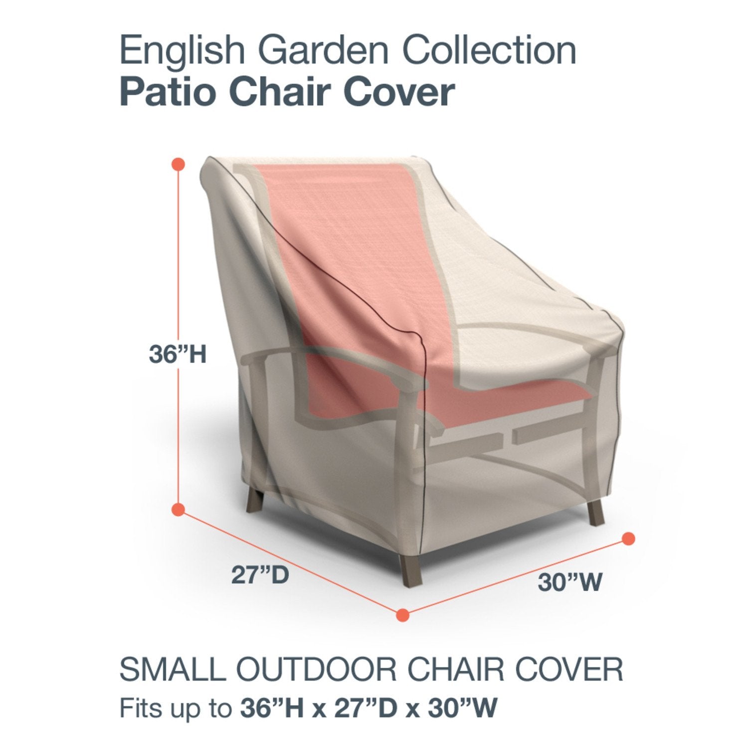 Budge Heavy Duty Waterproof Patio Chair Cover, Small Size, Tan Tweed - Perfect for English Garden Decor