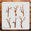 Kachi Pencil Tree Branches Craft Stencil for Art and Painting, Size 6 x 6 inch Reusable Stencil for Painting, Fabric, Glass, Wal
