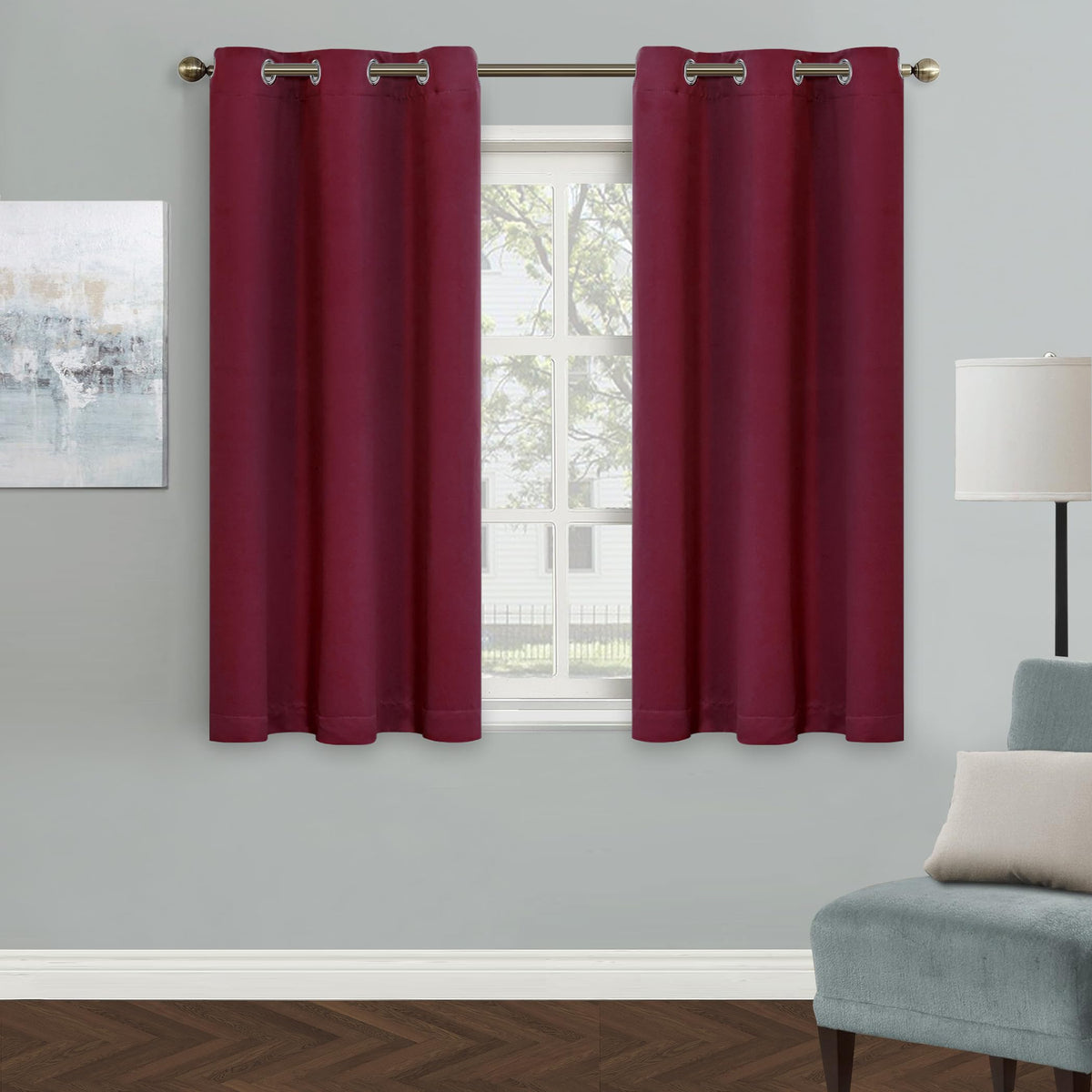 Mysky Home Blackout Curtain For Bedroom, Short Curtains For Kitchen Grommet Room Darkening Curtain, Amazing Triple Weave Thermal